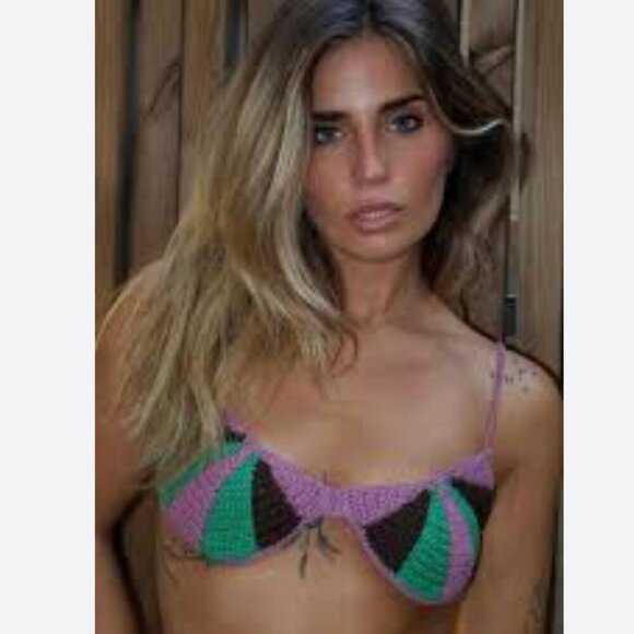 Zara Crochet Seashell  Bralette Purple Green BLOGGER FAV Size Small NWT - Picture 2 of 13